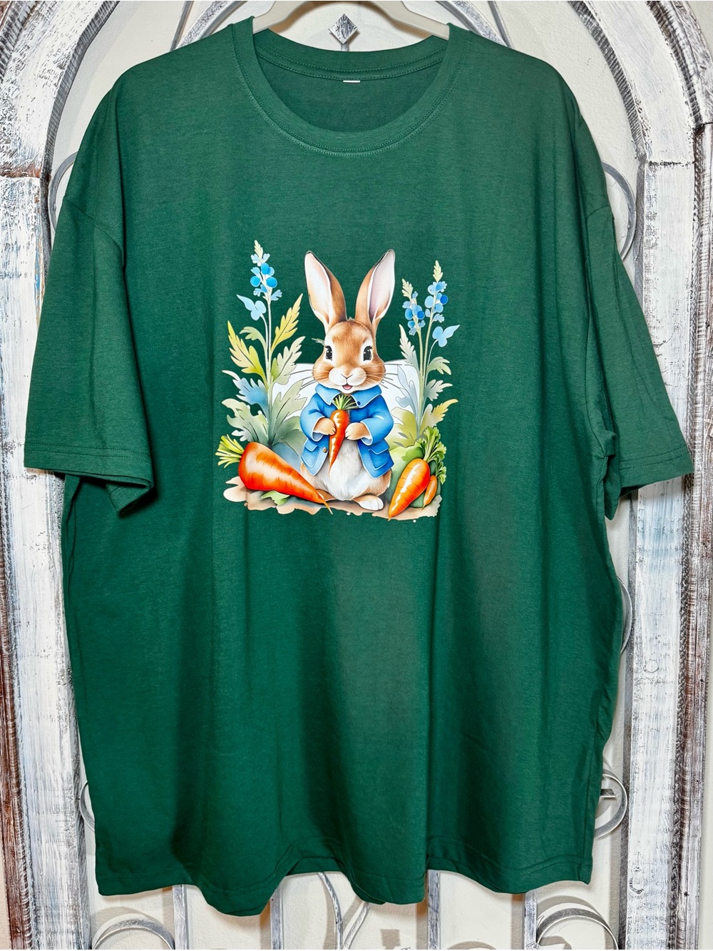Men’s XXXL Green Bunny & Carrot Graphic Tee #1668